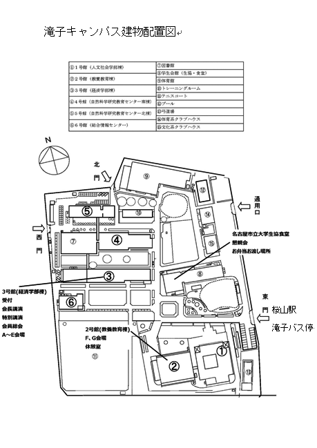 滝子キャンパス建物配置図